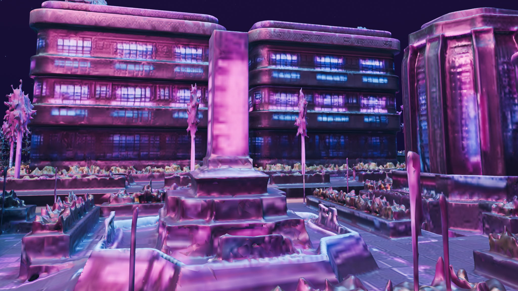 Cyberpunk City local exterior rendered view 1