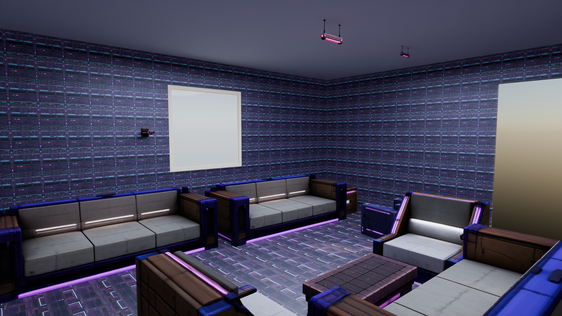 Cyberpunk City interior walkthrough view