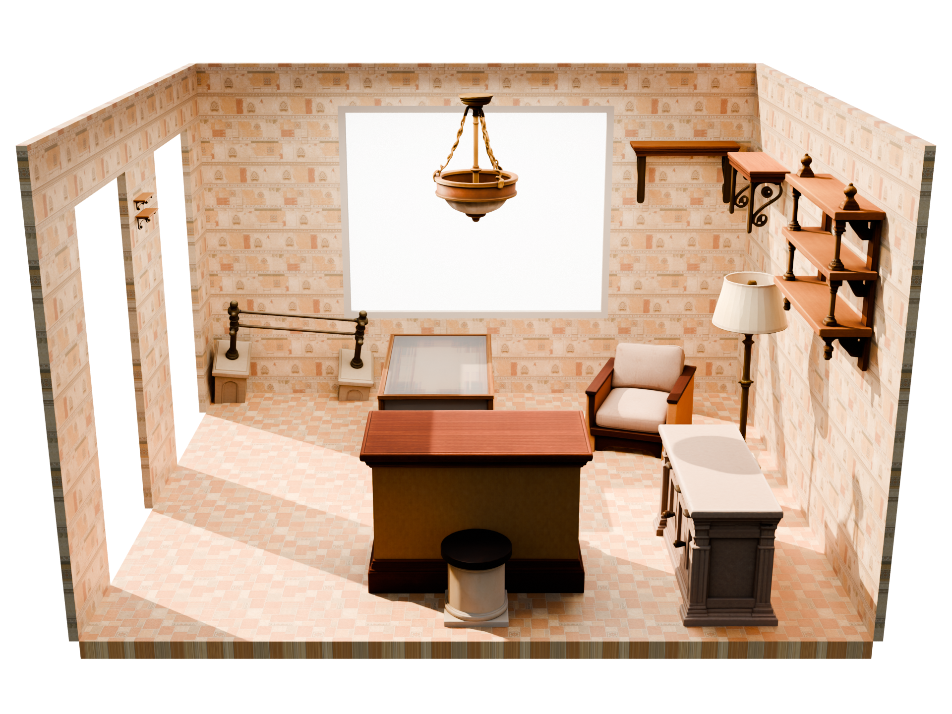 European Old Town interior dollhouse view