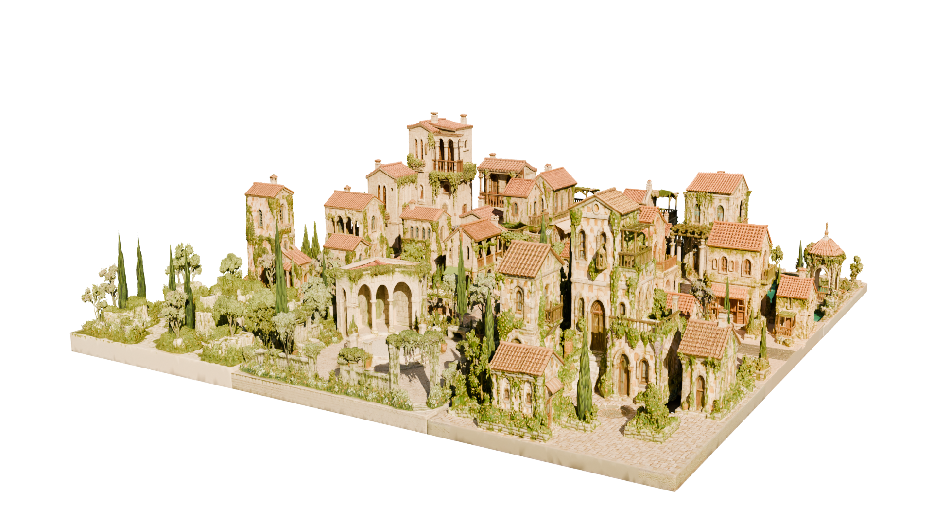 Complete Ghibli City generated by HoloWorld