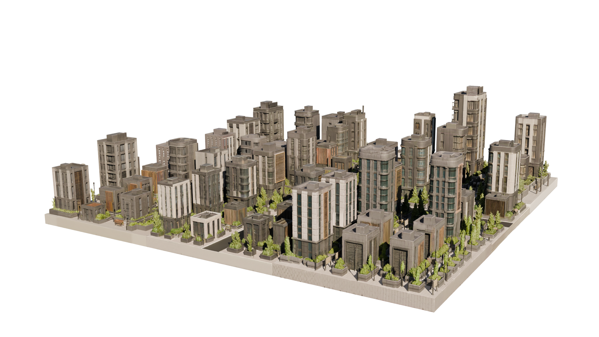 Complete High-Density Modern City generated by HoloWorld