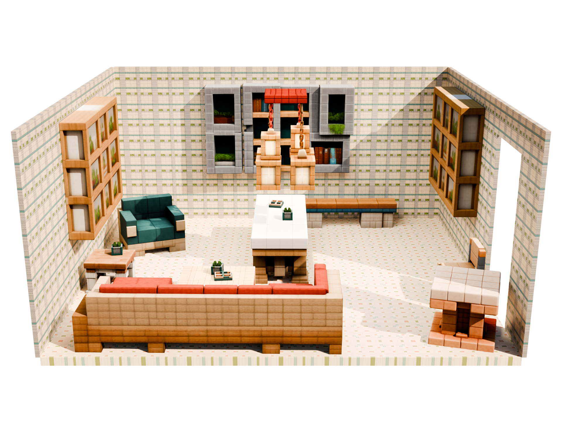 Minecraft City interior dollhouse view