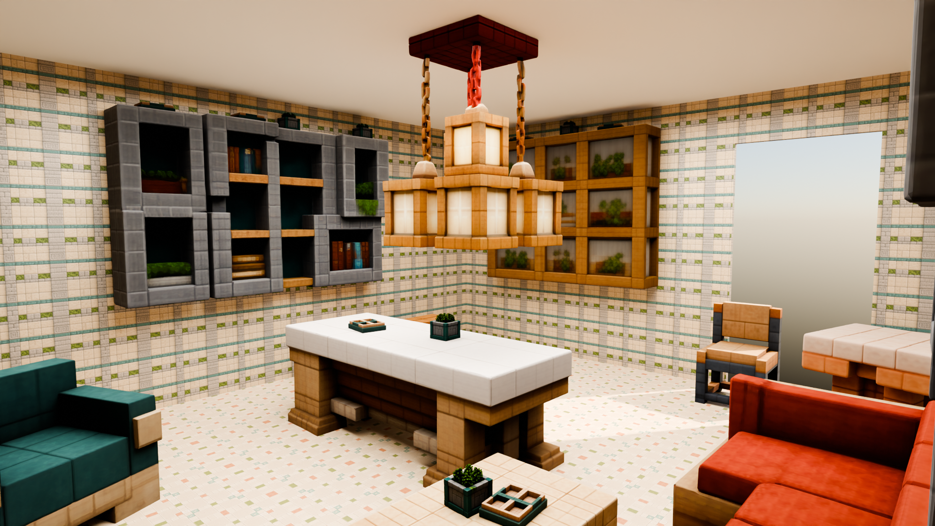 Minecraft City interior walkthrough view